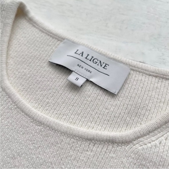 Rare La Ligne Emmanuelle Black Cream Striped SMALL Midi Day Dress Geometric $295 - Picture 5 of 15